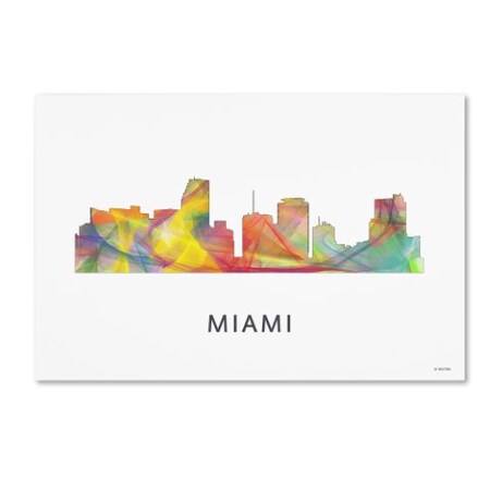 Trademark Fine Art Marlene Watson 'Miami Florida Skyline WB-1' Canvas Art, 16x24 MW0391-C1624GG